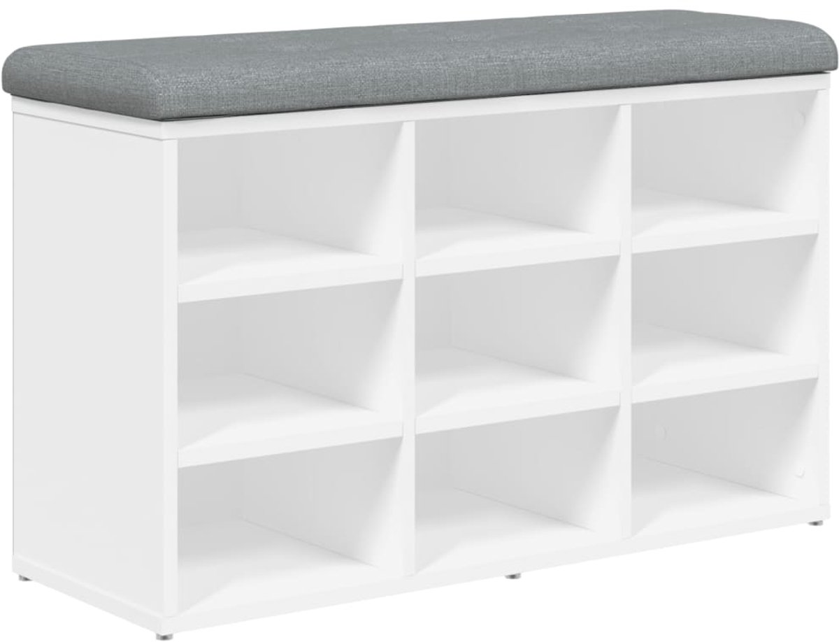 Schoenenkast | Schoenenbank Wit 82x32x50 cm Bewerkt Hout (6932537460160)