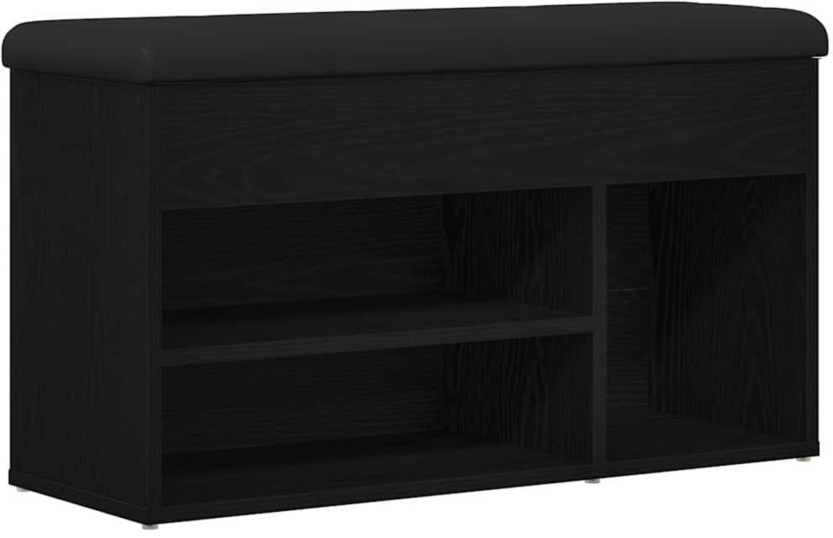 Schoenenkast | Schoenenbank met opslag Zwart 80 x 30 x 45 cm Bewerkt hout (6932537460085)