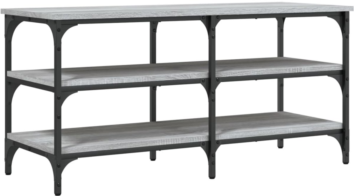 Schoenenkast | Schoenenbankje 100x38,5x49 cm bewerkt hout grijs sonoma (6932537460207)