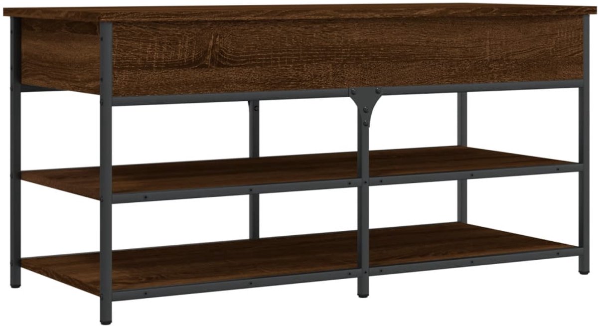 Schoenenkast | Schoenenbankje 100x42,5x50 cm bewerkt hout bruin eikenkleur (6932537460221)