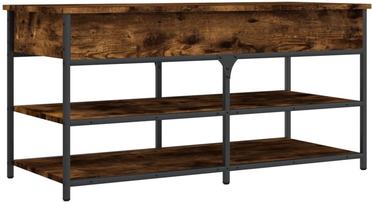 Schoenenkast | Schoenenbankje 100x42,5x50 cm bewerkt hout gerookt eikenkleurig (6932537460238)
