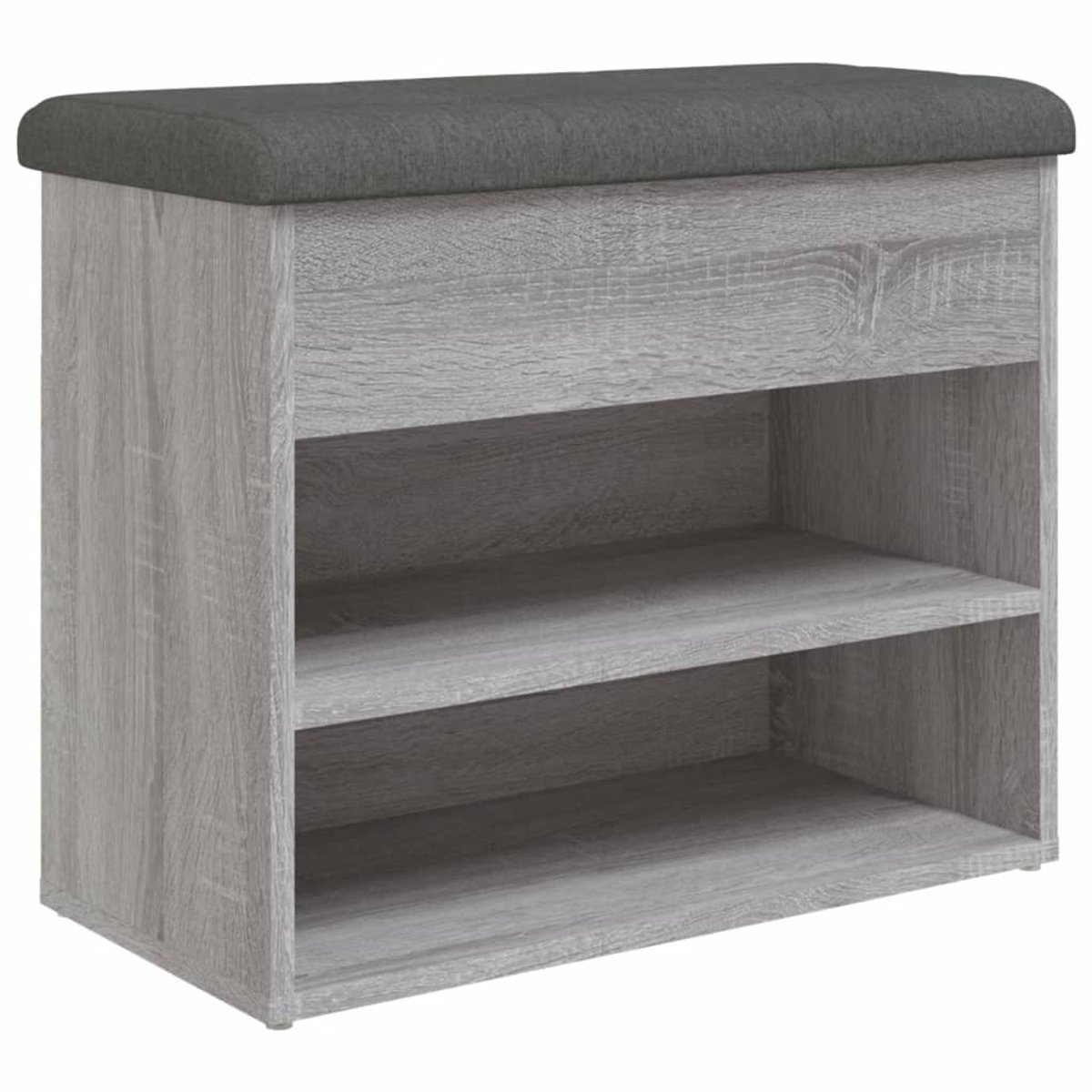 Schoenenkast | Schoenenbankje 62x32x50 cm bewerkt hout grijs sonoma (6932537460290)