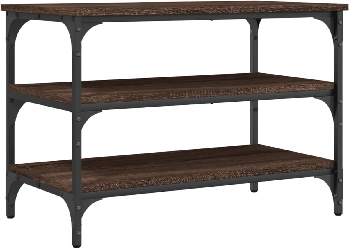 Schoenenkast | Schoenenbankje 70x38,5x49 cm bewerkt hout bruin eikenkleur (6932537460337)