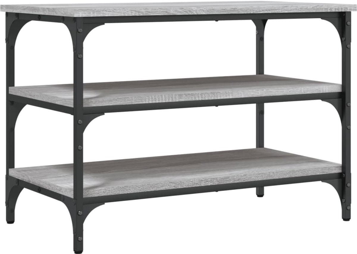 Schoenenkast | Schoenenbankje 70x38,5x49 cm bewerkt hout grijs sonoma eiken (6932537460351)