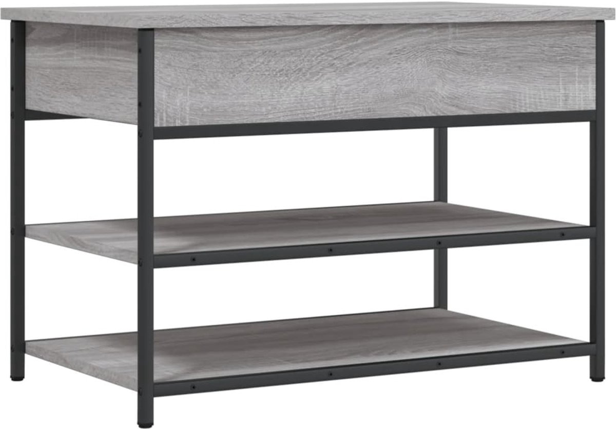 Schoenenkast | Schoenenbankje 70x42,5x50 cm bewerkt hout grijs sonoma eiken (6932537460405)