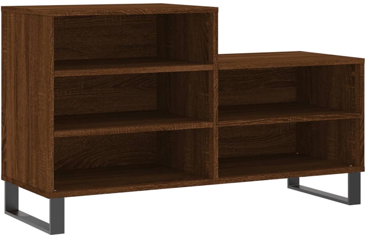 Schoenenkast | Schoenenrek 102x36x60 cm bewerkt hout bruin eikenkleur (6932537460474)