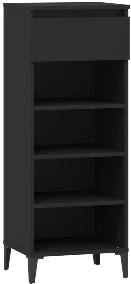 Schoenenkast | Schoenenrek 40x36x105 cm bewerkt hout zwart (6248446697413)