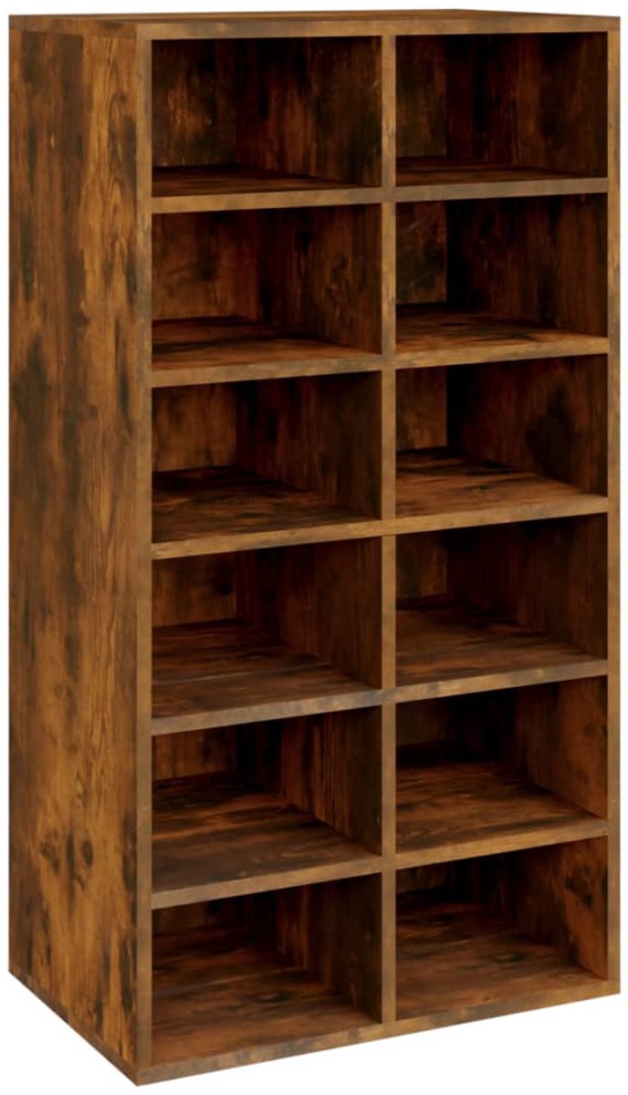 Schoenenkast | Schoenenrek 54x34x100,5 cm bewerkt hout gerookt eikenkleurig (6248446697642)