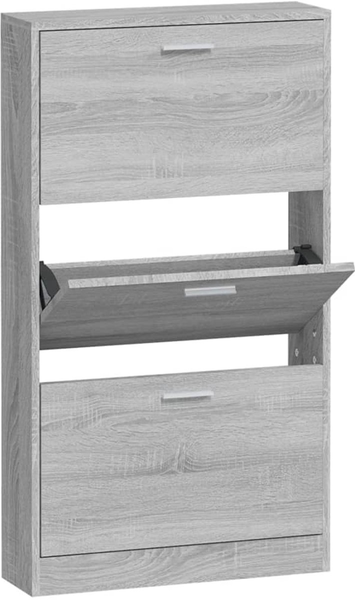 Schoenenkast | Schoenenrek 59x17x108 cm bewerkt hout grijs sonoma (6932537460634)