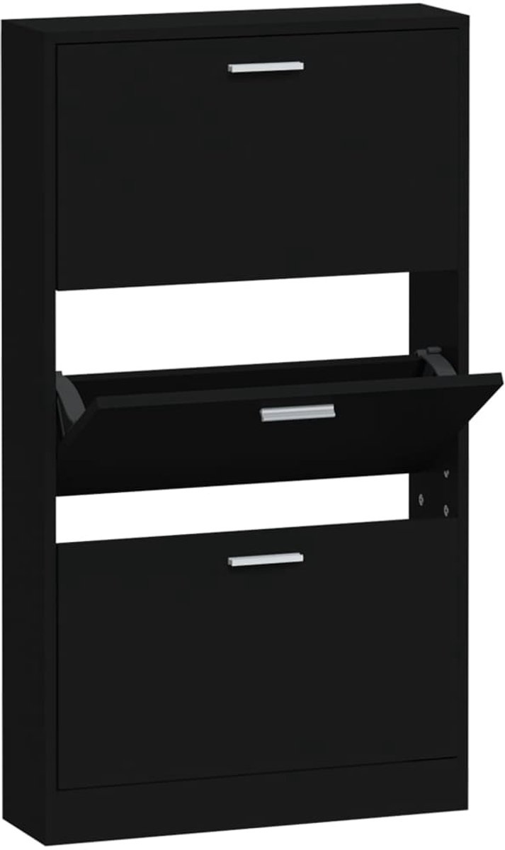 Schoenenkast | Schoenenrek 59x17x108 cm bewerkt hout zwart (6932537460658)