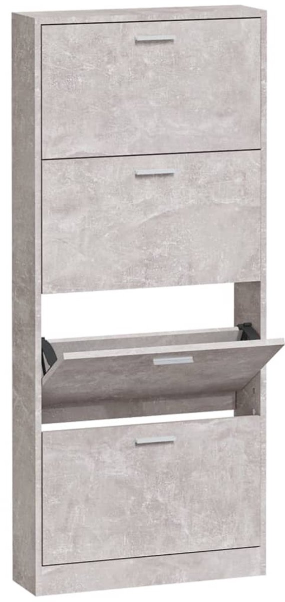 Schoenenkast | Schoenenrek 59x17x150 cm bewerkt hout betongrijs (6932537460665)