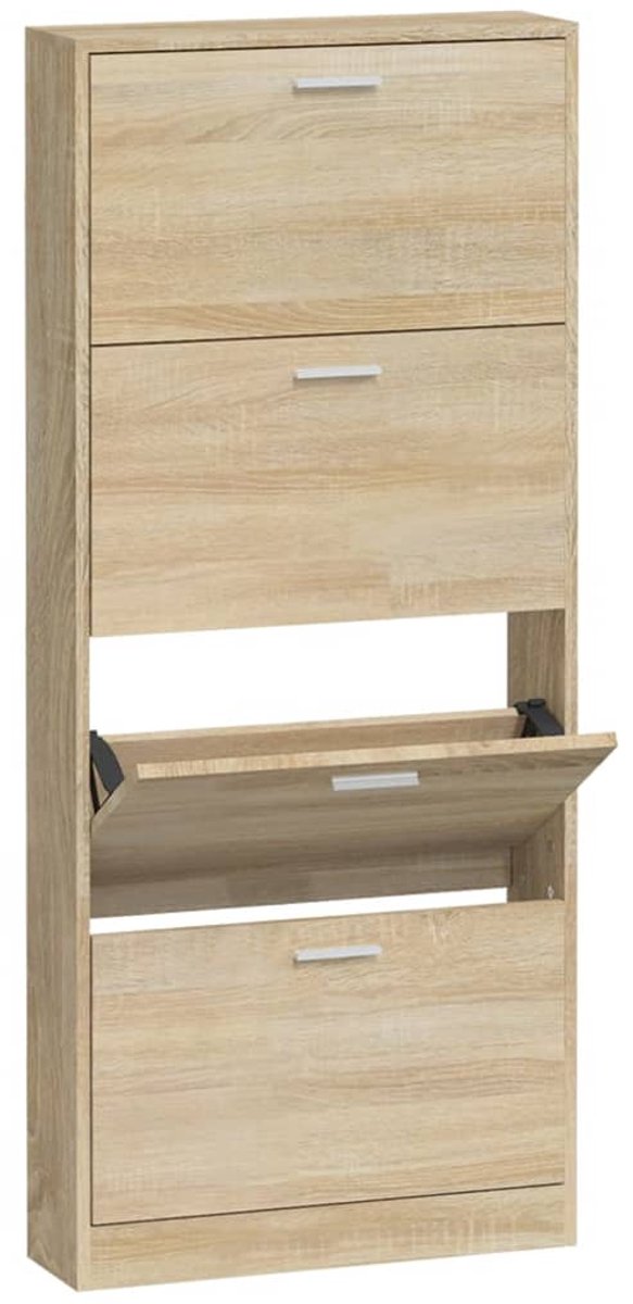 Schoenenkast | Schoenenrek 59x17x150 cm bewerkt hout eikenkleurig (6932537460672)