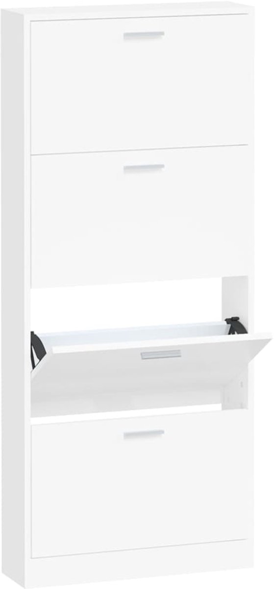 Schoenenkast | Schoenenrek 59x17x150 cm bewerkt hout wit (6932537460696)