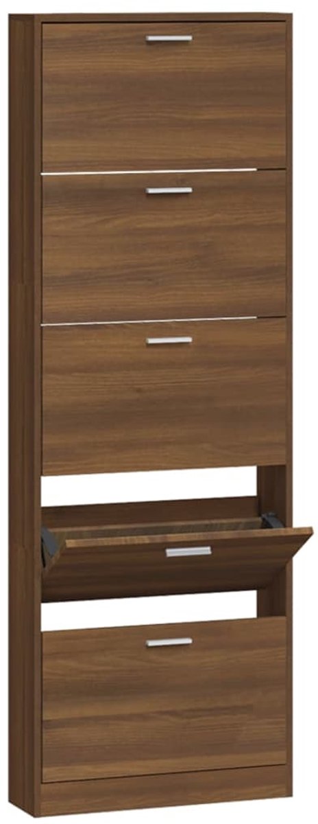 Schoenenkast | Schoenenrek 59x17x169 cm bewerkt hout bruin eikenkleur (6932537460719)