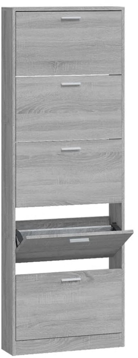 Schoenenkast | Schoenenrek 59x17x169 cm bewerkt hout grijs sonoma eikenkleur (6932537460733)