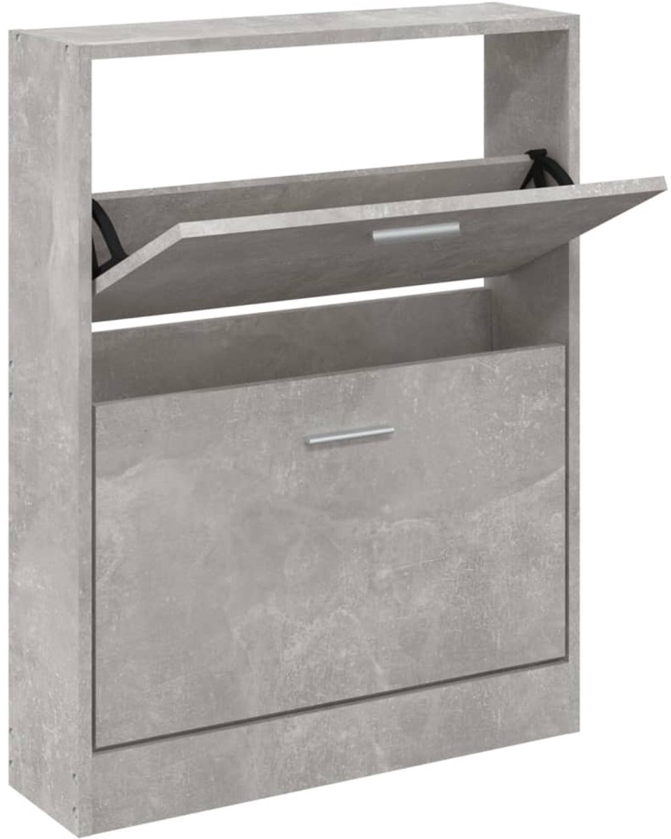 Schoenenkast | Schoenenrek 59x17x81 cm bewerkt hout betongrijs (6932537460757)