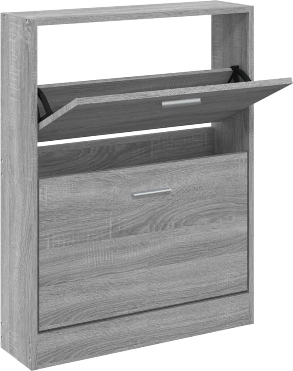 Schoenenkast | Schoenenrek 59x17x81 cm bewerkt hout grijs sonoma (6932537460771)