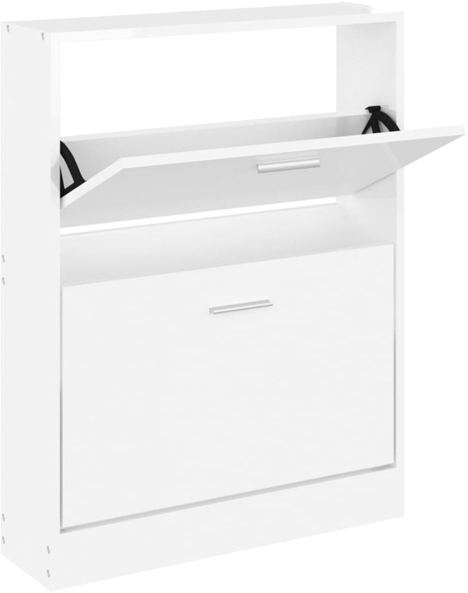 Schoenenkast | Schoenenrek 59x17x81 cm bewerkt hout hoogglans wit (6932537460788)