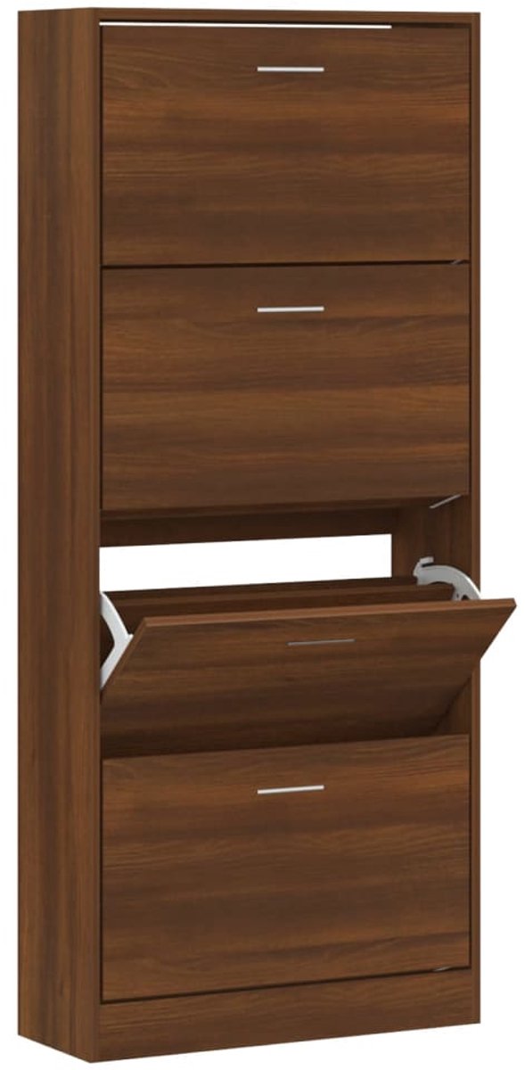 Schoenenkast | Schoenenrek 63x24x147 cm bewerkt hout bruin eikenkleur (6932537460894)