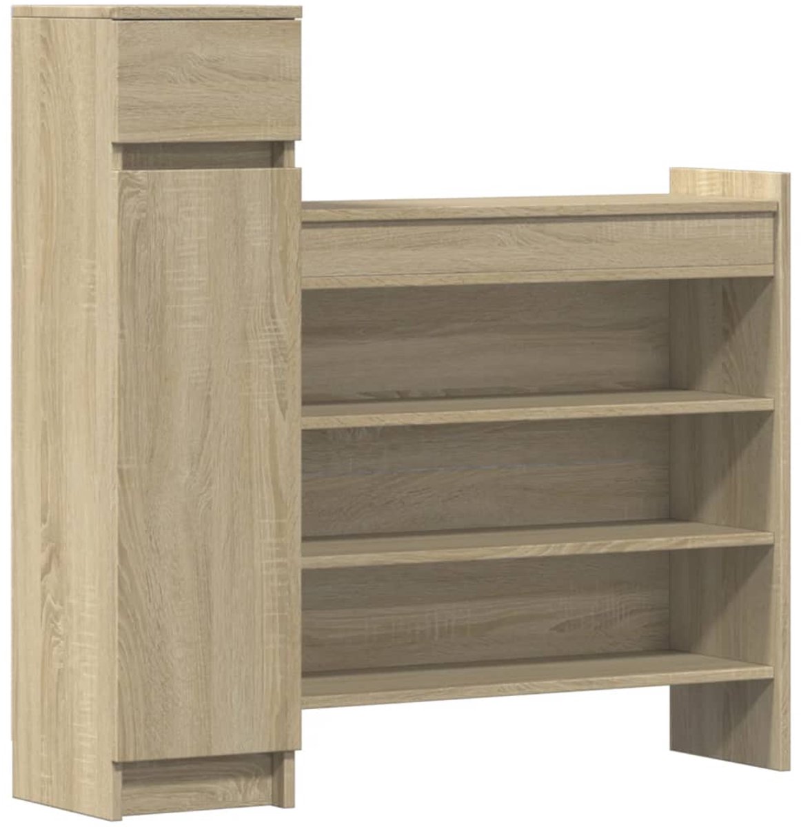 Schoenenkast | Schoenenrek | Opbergkast 100,5x28x100 cm bewerkt hout sonoma eikenkleurig (6248446687483)