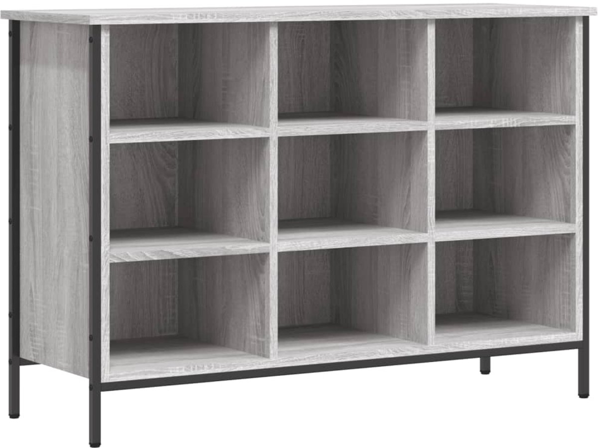 Schoenenkast | Schoenenrek | Opbergkast 100x35x70 cm bewerkt hout grijs sonoma eikenkleur (6248446687612)
