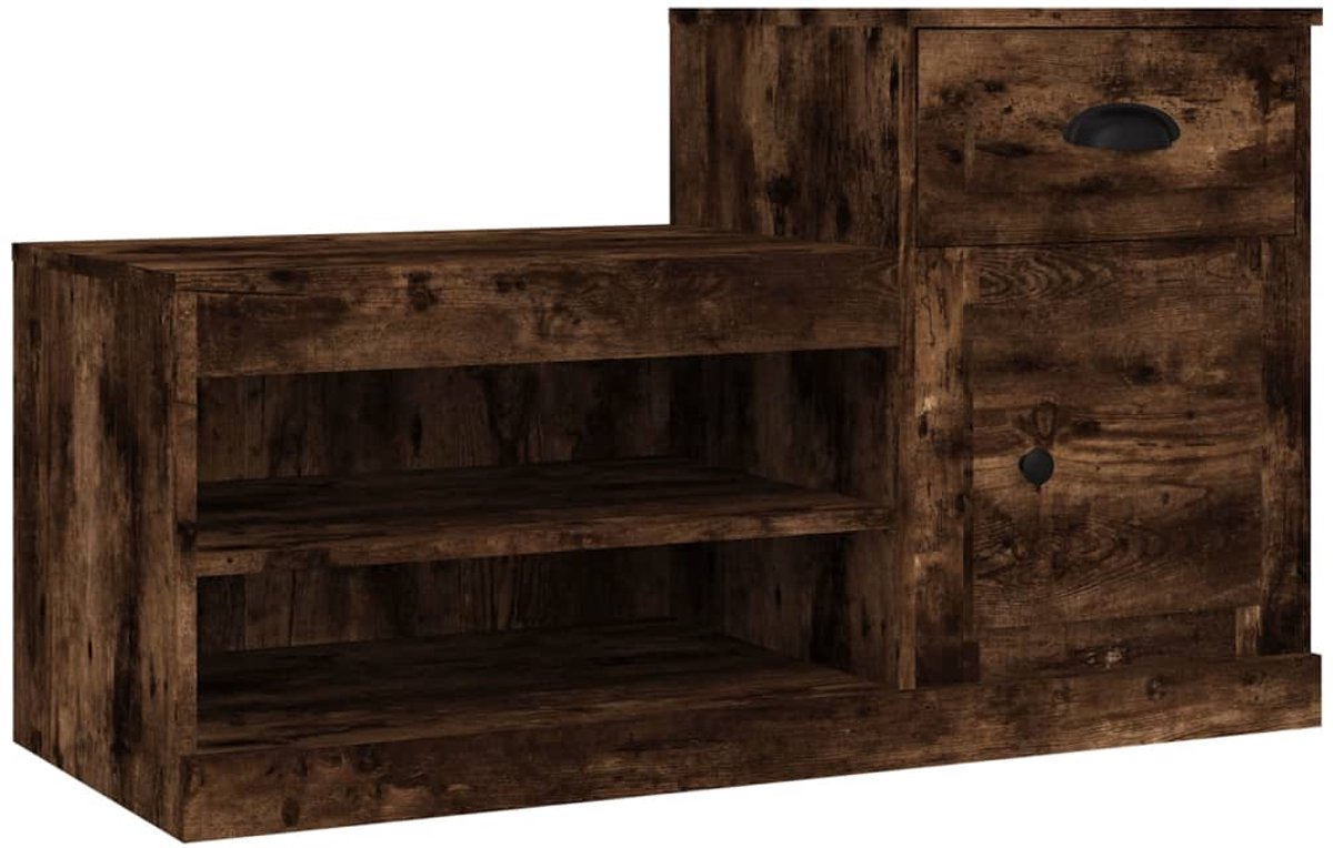 Schoenenkast | Schoenenrek | Opbergkast 100x42x60 cm bewerkt hout gerookt eikenkleurig (6248446687650)
