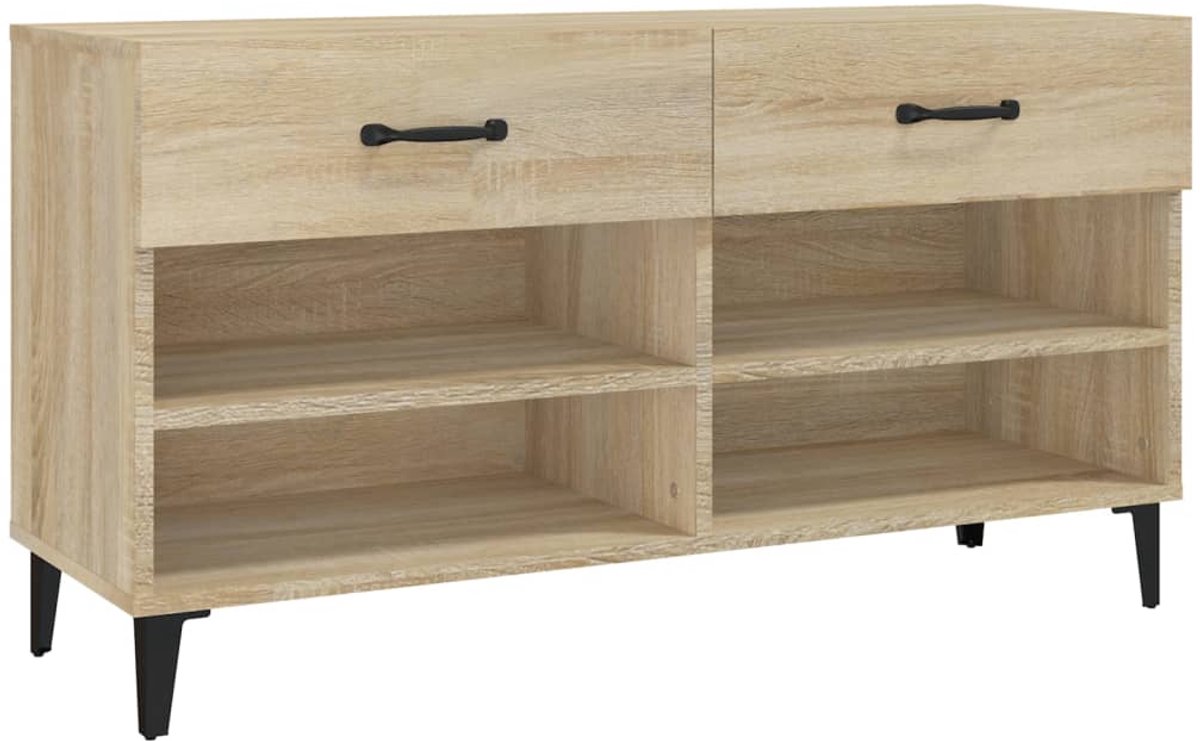 Schoenenkast | Schoenenrek | Opbergkast 102x35x55 cm bewerkt hout sonoma eikenkleurig (6248446687810)