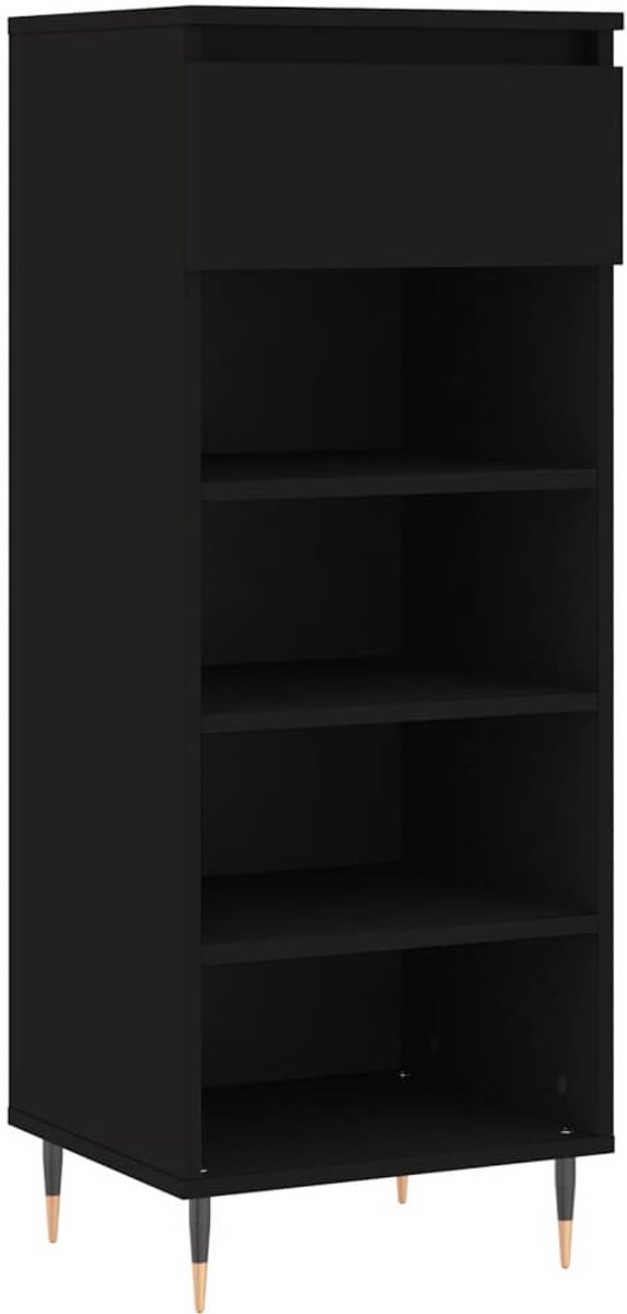 Schoenenkast | Schoenenrek | Opbergkast 40x36x105 cm bewerkt hout zwart (6248446689876)