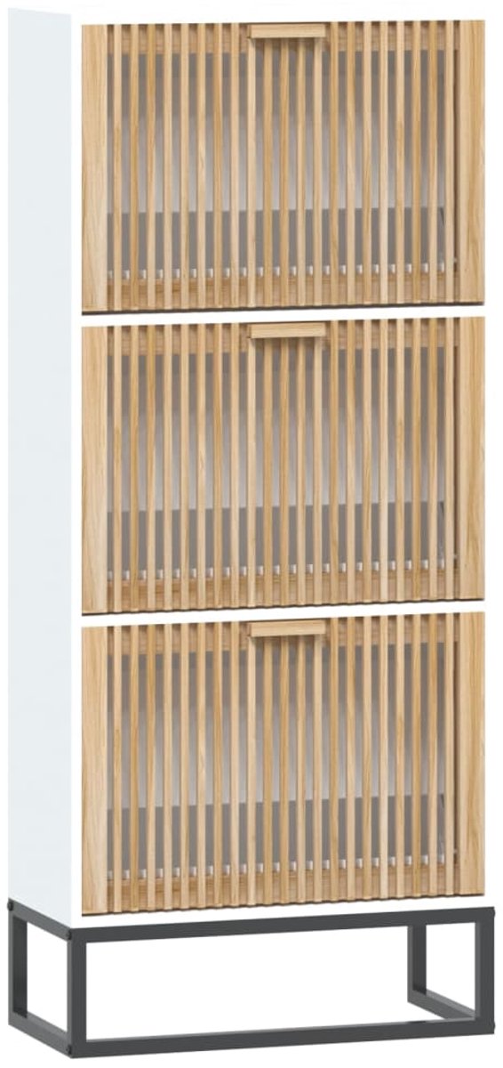 Schoenenkast | Schoenenrek | Opbergkast 52x25x120 cm bewerkt hout wit (6248446690056)