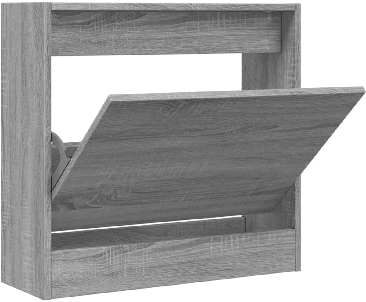 Schoenenkast | Schoenenrek | Opbergkast 60x21x57 cm bewerkt hout grijs sonoma eikenkleurig (6248446690681)
