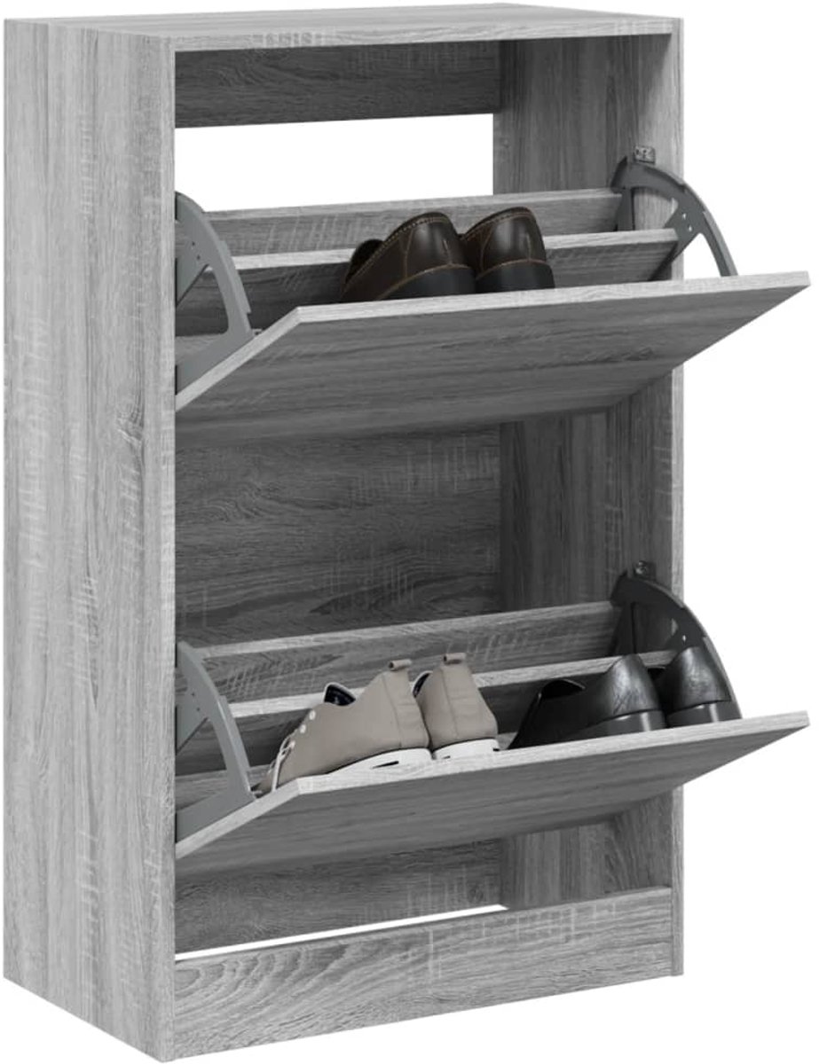 Schoenenkast | Schoenenrek | Opbergkast 60x34x96,5 cm bewerkt hout grijs sonoma eikenkleur (6248446691039)