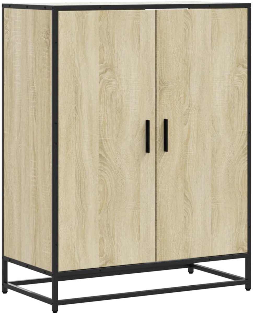 Schoenenkast | Schoenenrek | Opbergkast 75x38x97,5 cm bewerkt hout en metaal sonoma eiken (6248446692333)
