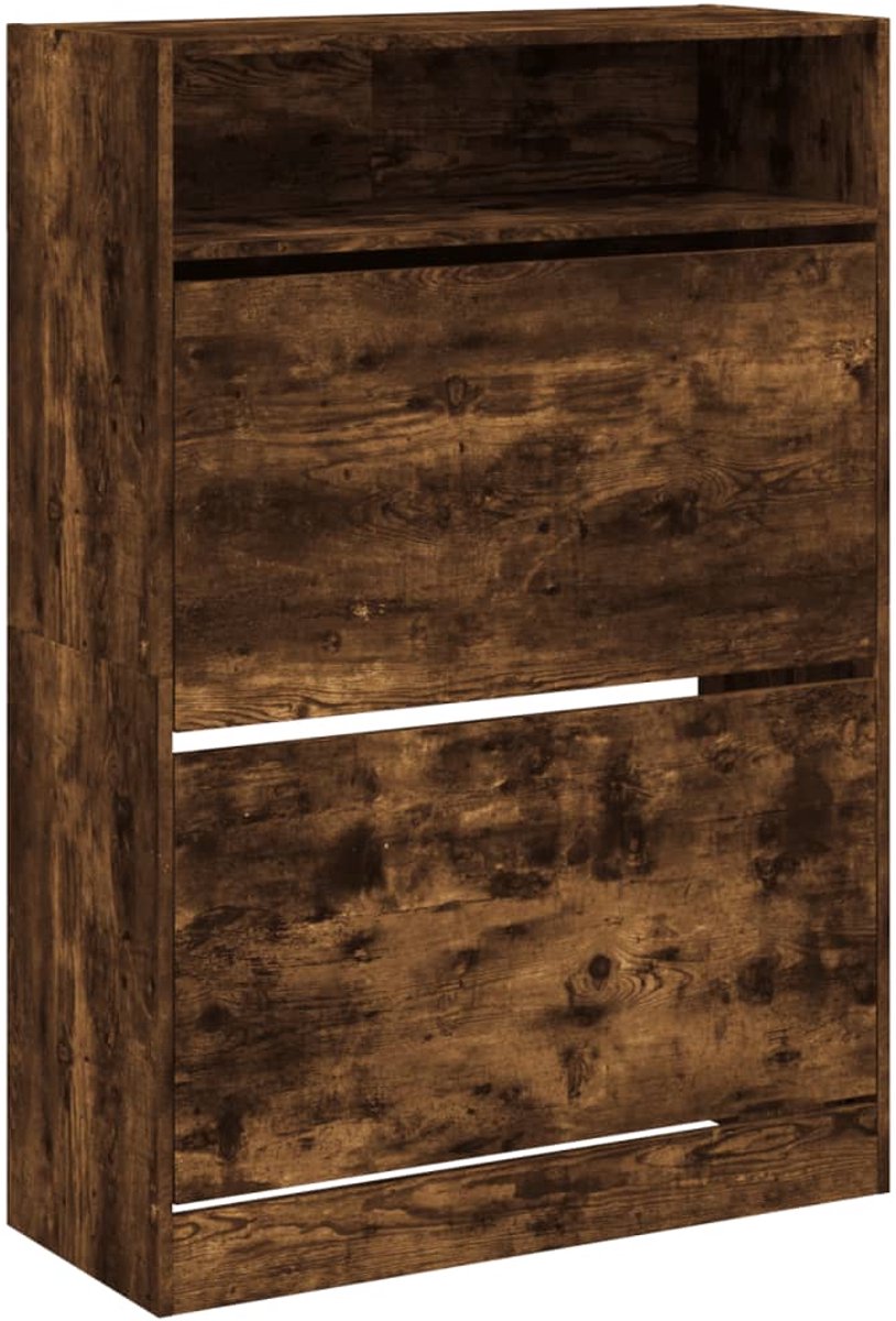 Schoenenkast | Schoenenrek | Opbergkast met 2 klaplades 80x34x116 cm gerookt eikenkleurig (6248446693484)