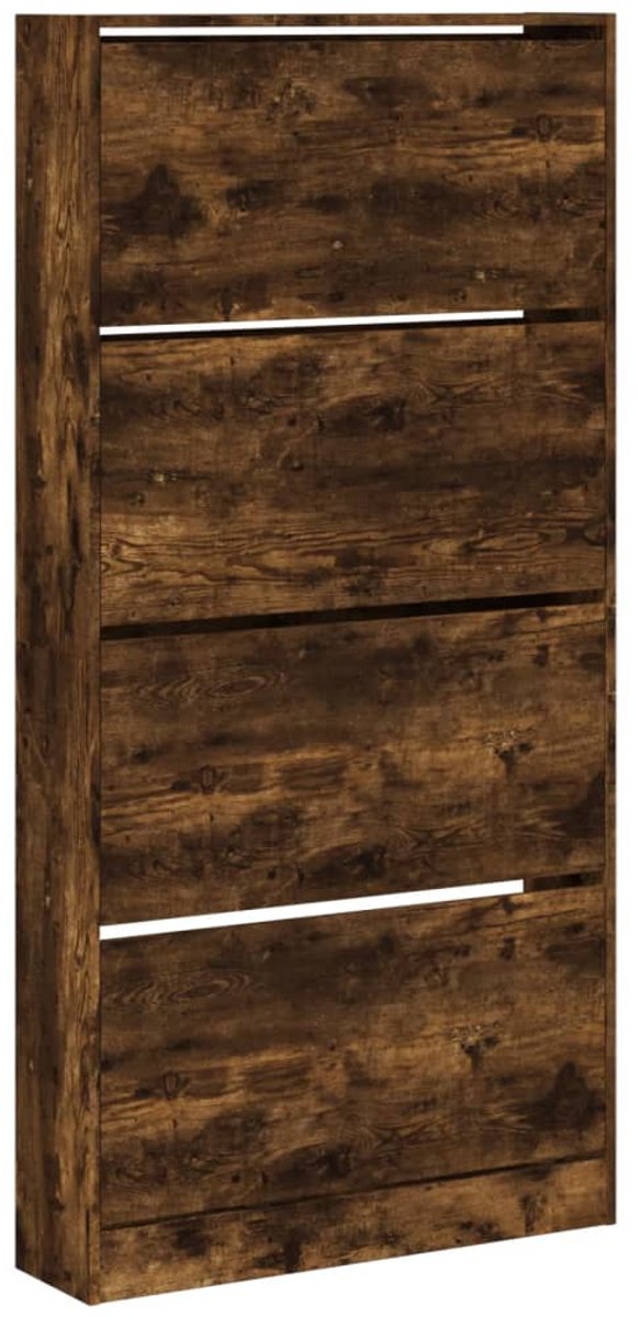 Schoenenkast | Schoenenrek | Opbergkast met 4 klaplades 80x21x163,5 cm gerookt eikenkleur (6248446693682)