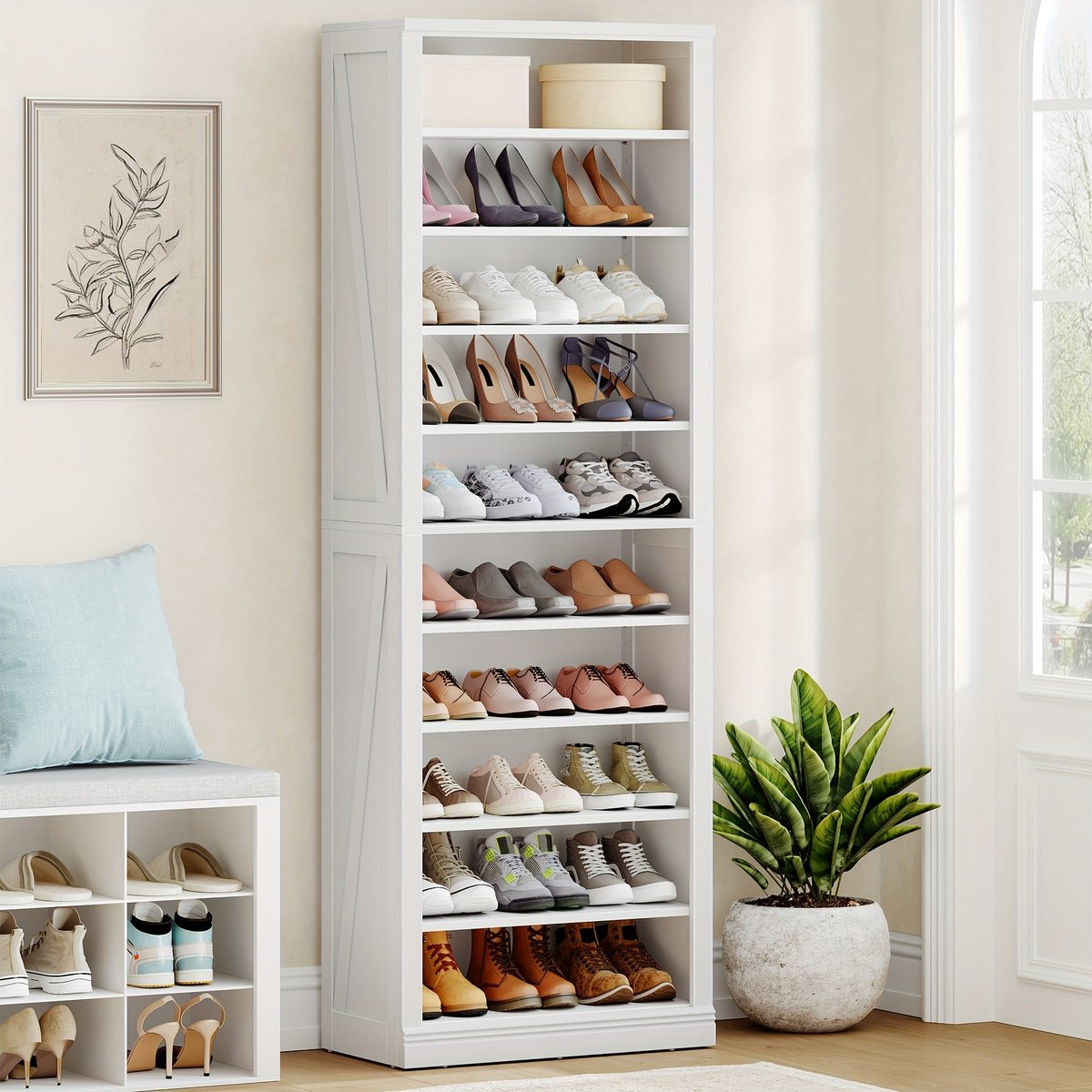 Schoenenkast - Schoenenrek - Schoenenopberger - Schoenenkast - Opbergkast - Grote Capaciteit 27-30 Paar - Verstelbare Planken & Stevig Spaanplaat (8721391288113)