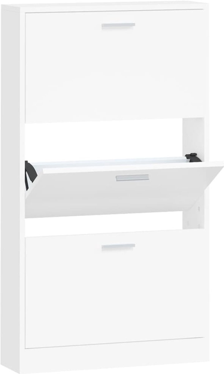 Schoenenkast | Schoenenrek Wit 59x17x108 cm Bewerkt Hout (6932537461280)