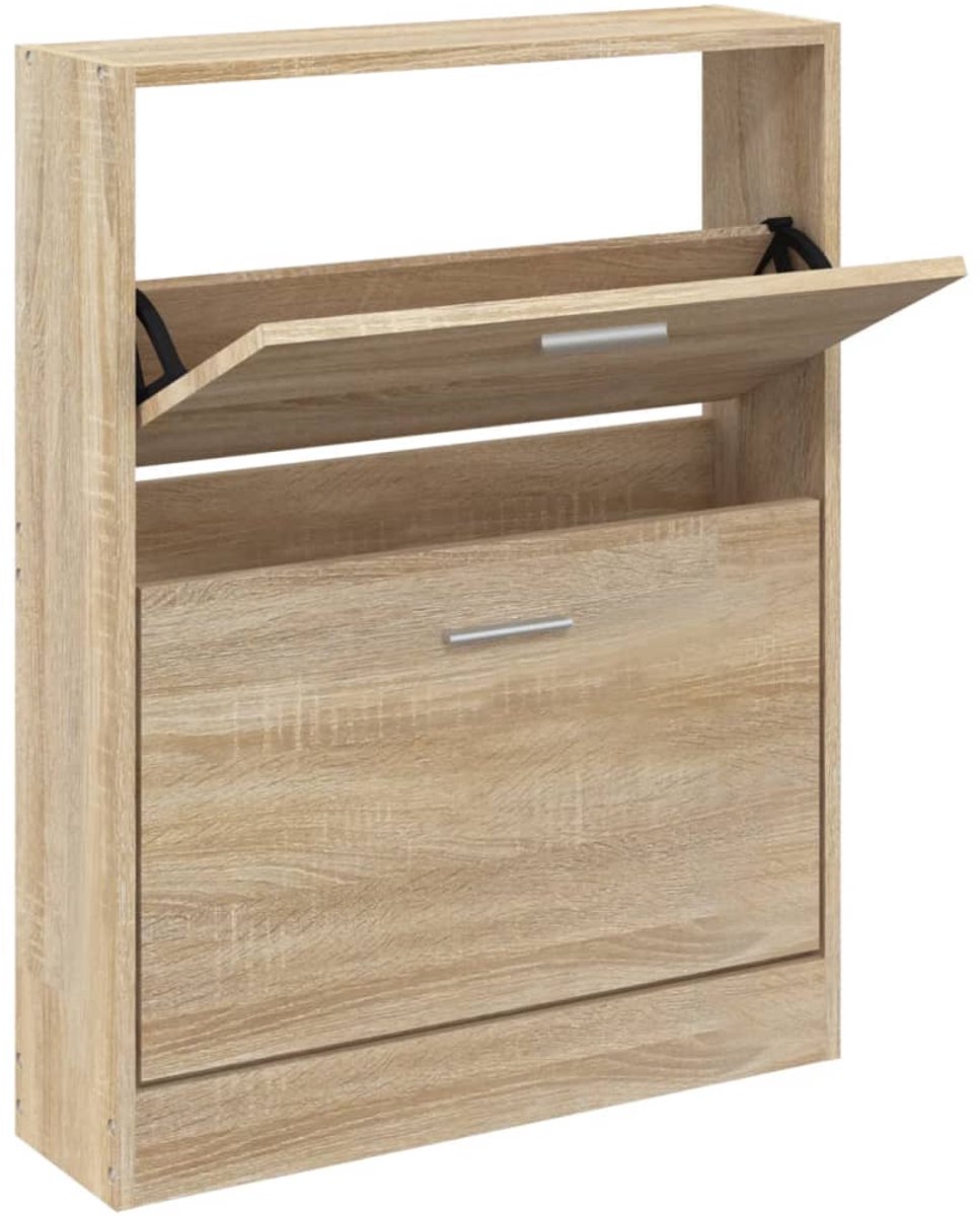 Schoenenkast | Schoenenrek eiken 59x17x81 cm bewerkt hout (6932537461044)