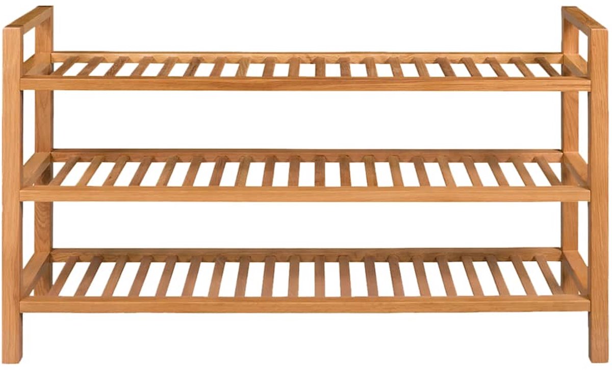 Schoenenkast | Schoenenrek met 3 schappen 100x27x60 cm massief eikenhout (6248446698823)
