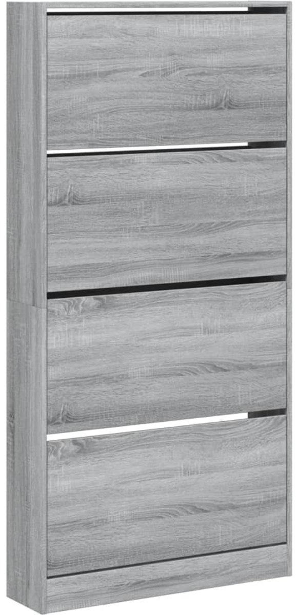 Schoenenkast | Schoenenrek met 4 klaplades 80x21x163,5 cm grijs sonoma (6932537461112)