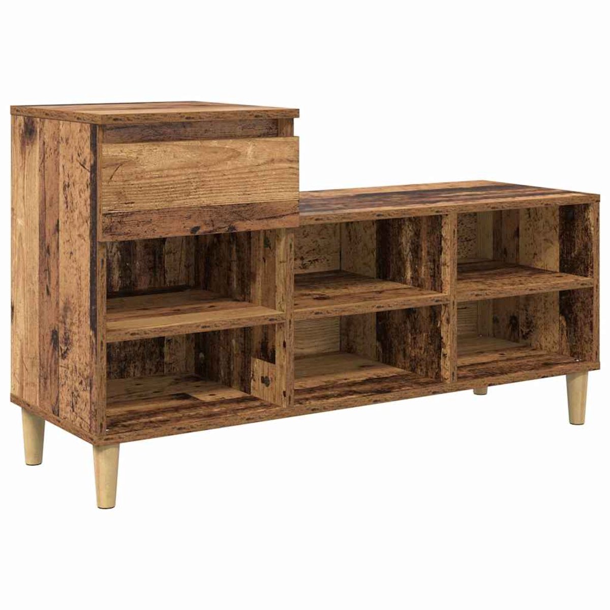 Schoenenkast | Schoenenrek met lade Oudhout 102 x 36 x 60 cm Bewerkt hout (6932537461143)