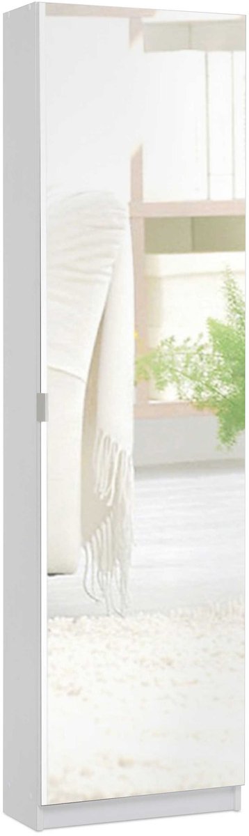 Schoenenkast Zuma met spiegeldeur - wit - Finori - Schoenenkast - Wit - Spaanplaat (4251182703203)