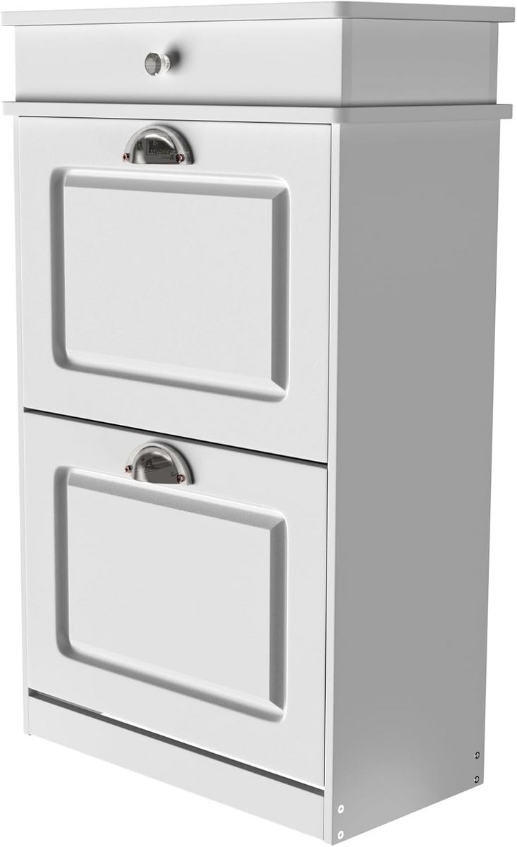 Schoenenkast met 2 Kleppen voor de Hal - Slanke Schoenopberger Wit (9101065996329)