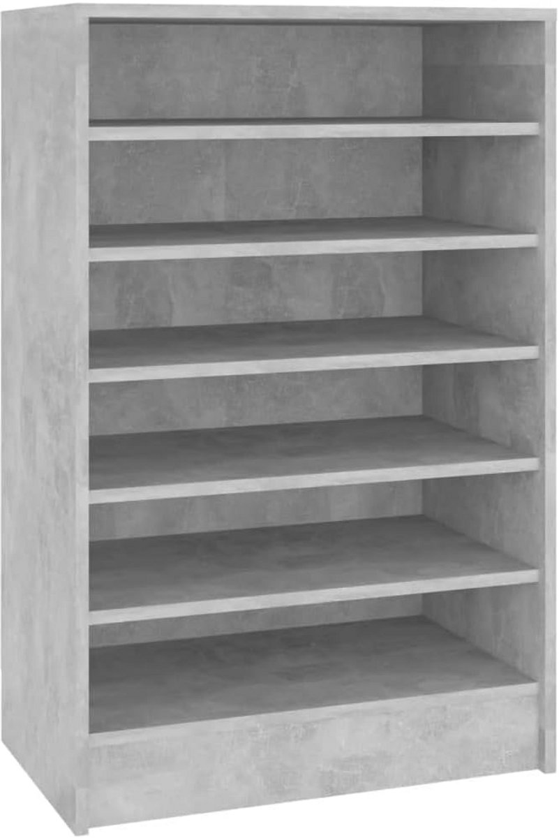 Schoenenkast met 7 vakken voor de hal 60x35x92 cm Betonlook (9101053649367)
