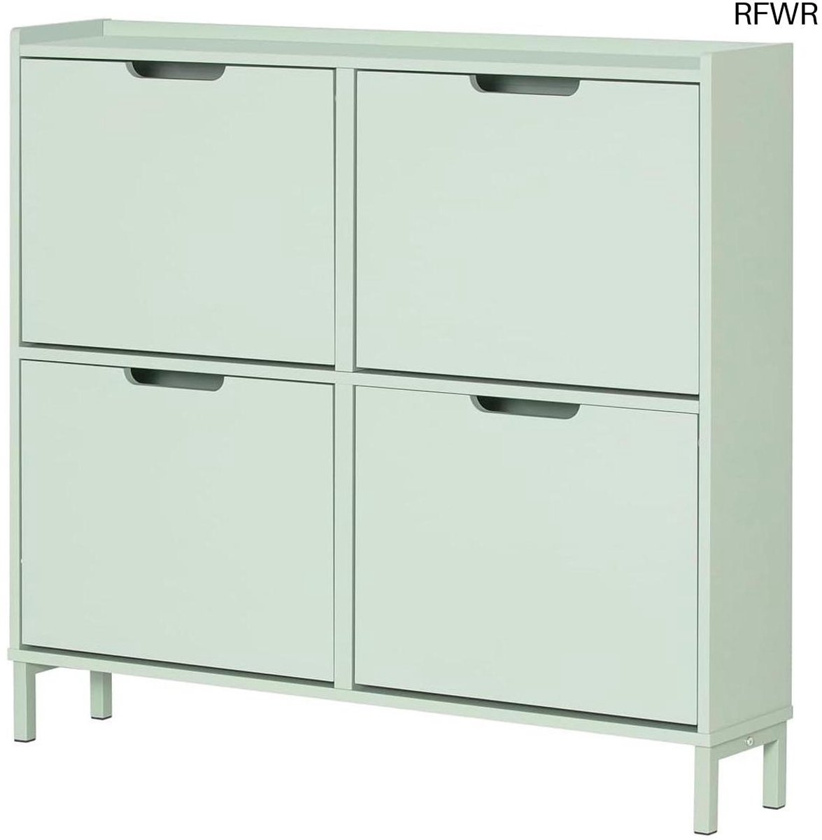 Schoenenkast met Kleppen en Legplanken - Opbergoplossing voor Schoenen in Groen (9101066907430)