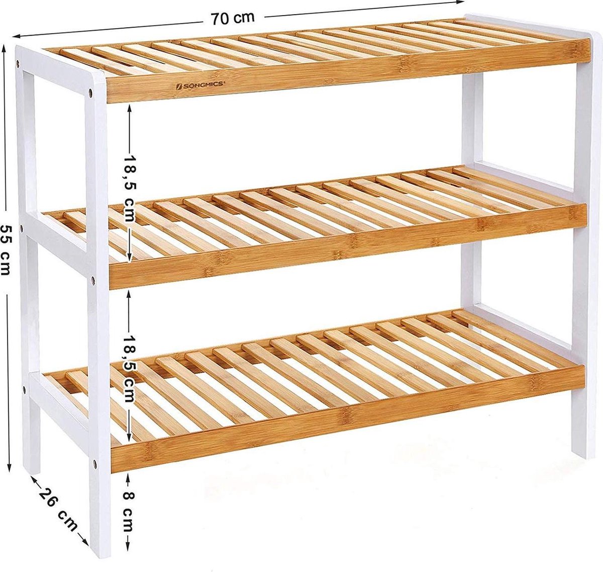 Schoenenrek 12 Paar Schoenen Opbergen - 3 Etages - Schoenenplank Opbergsysteem Organizer - Stevig Rek Bamboe Hout (8719984019145)