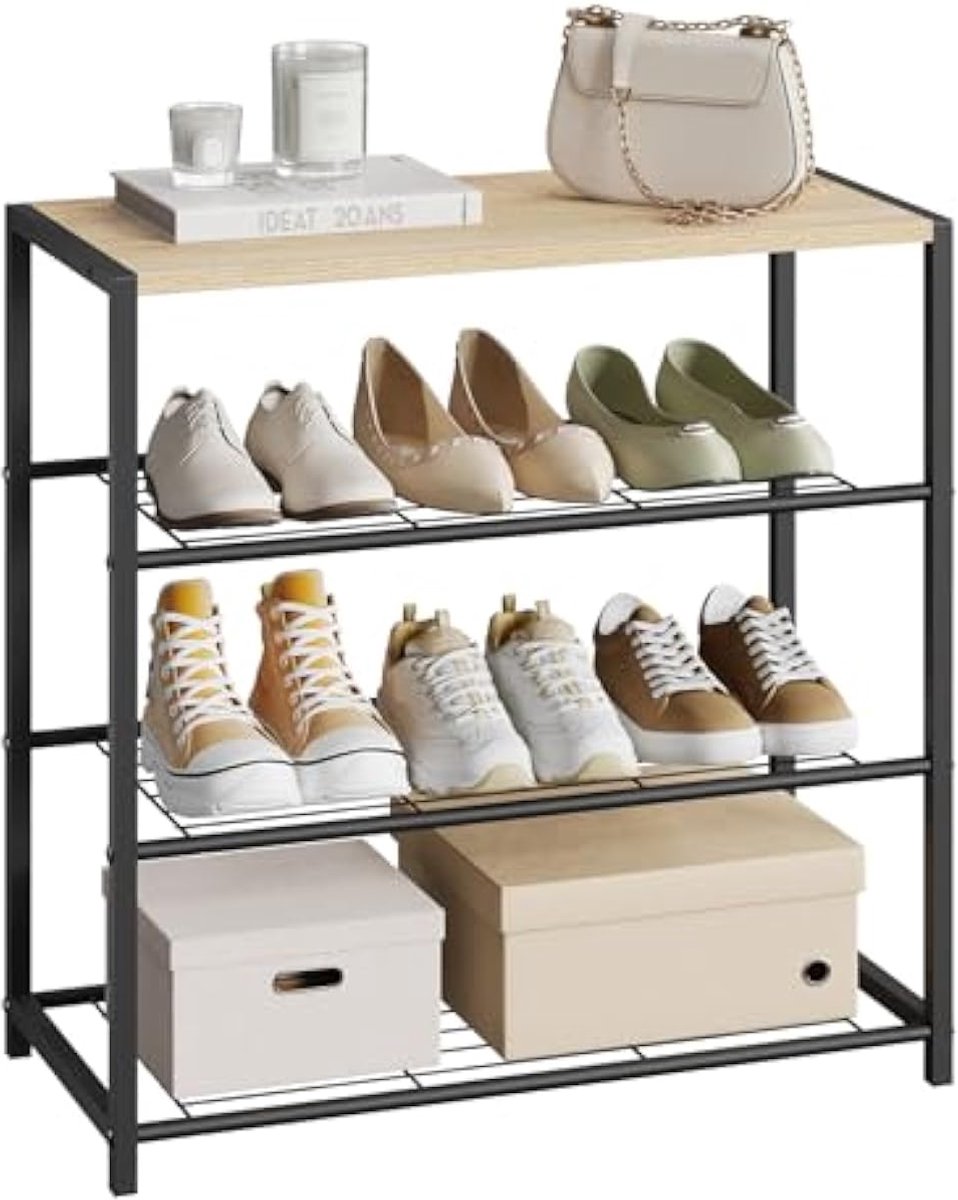 Schoenenrek - 3 Laags - Voor Ongeveer 9 Paar Schoenen - Spaanplaat En Metaal - Compact Formaat (5487571811696)