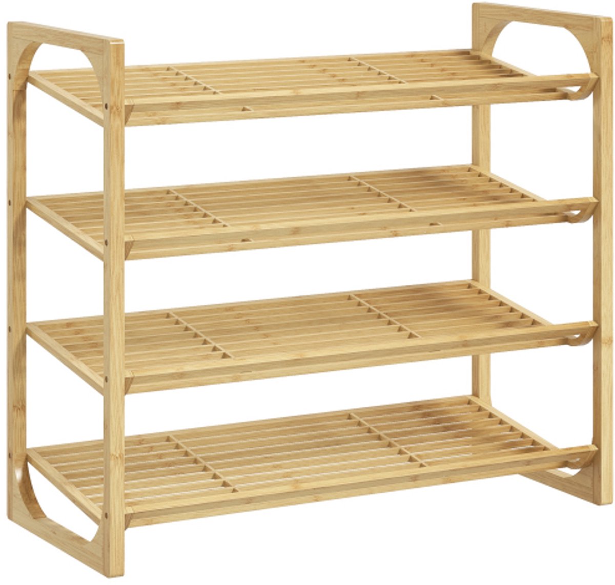 Schoenenrek 76 x 33 x 67 cm Houtkleur Bamboemateriaal Opslagrek Opbergrek Eenvoudig ontwerp Stabiel en duurzaam Praktisch en esthetisch Geschikt voor de entree en slaapkamer (4255890945597)