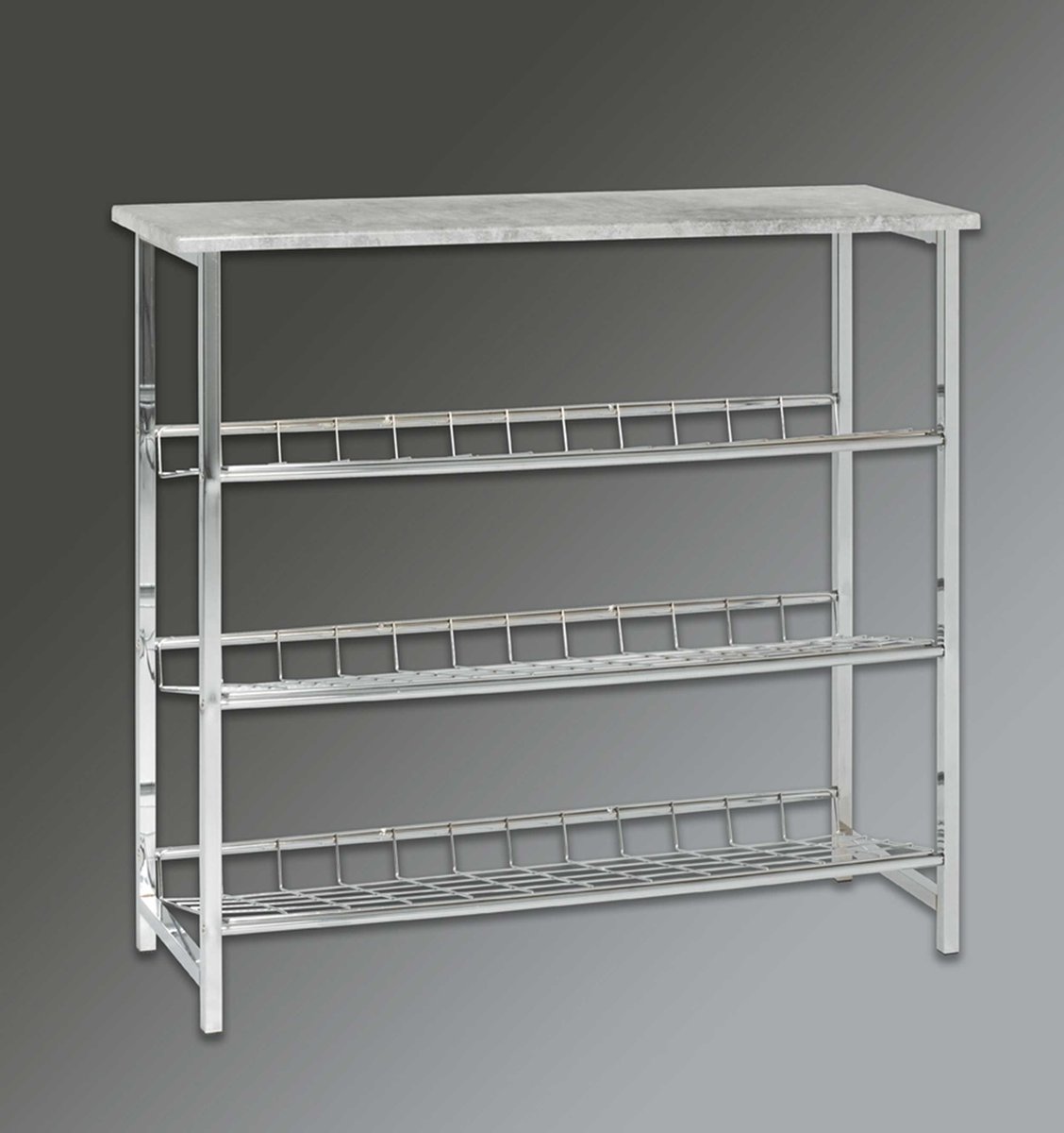 Schoenenrek Havu 86cm, 4 planken - beton decor - Haku - Schoenenrek - Grijs; Betonlook - MDF; Metaal (4001070446381)