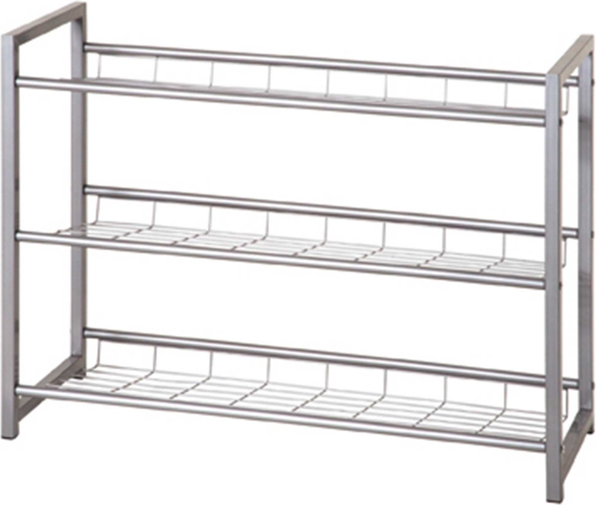 Schoenenrek Leonore 80cm, 3 planken - aluminium - Haku - Schoenenrek - Grijs - Aluminium (4001070387271)