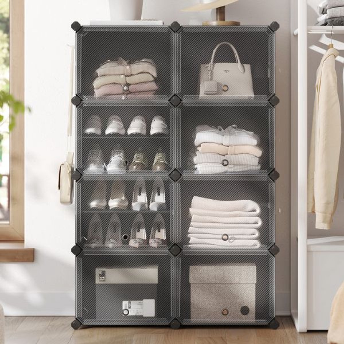 Schoenenrek Mads | 124 x 32 x 94 cm | Zwart - Songmics - Schoenenrek - Zwart - Kunststof (0194343040677)